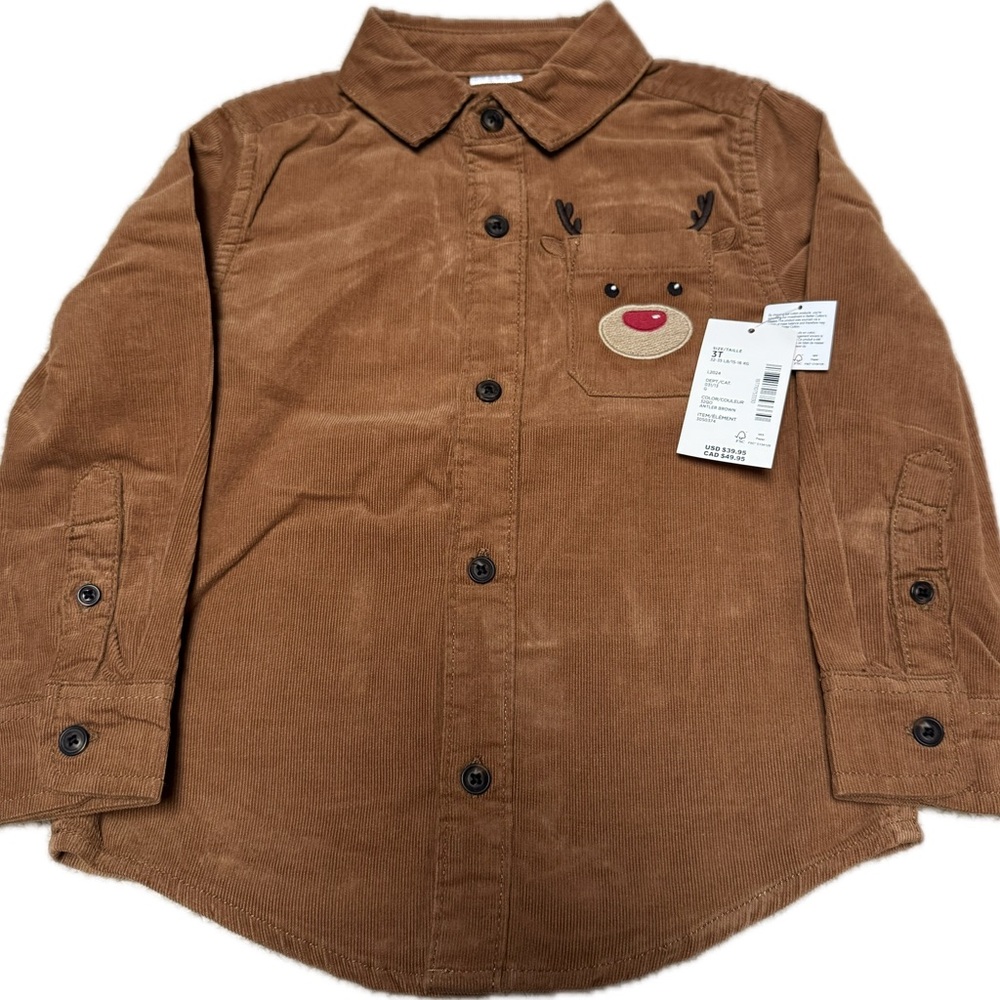 NWT Gymboree Christmas Button Down 3T